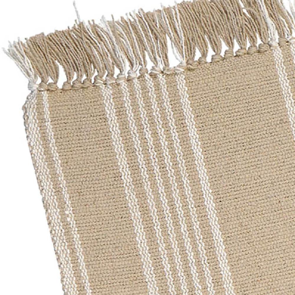 At Home Set Of 4 Natural Woven Placemat With White Stripes 13x19