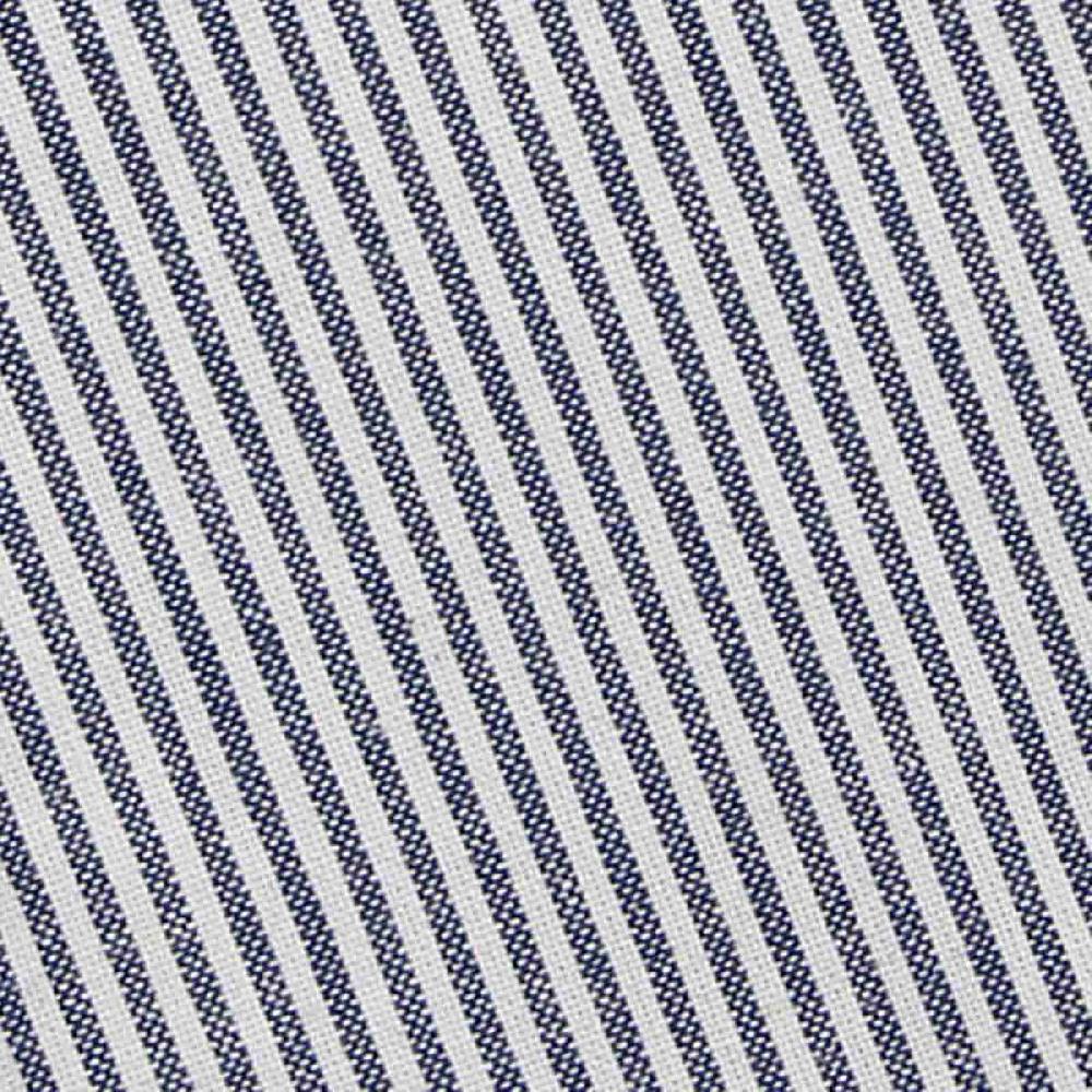 At Home Set Of 4 White & Navy Striped Napkins With Light Blue Overlock Edge 18"