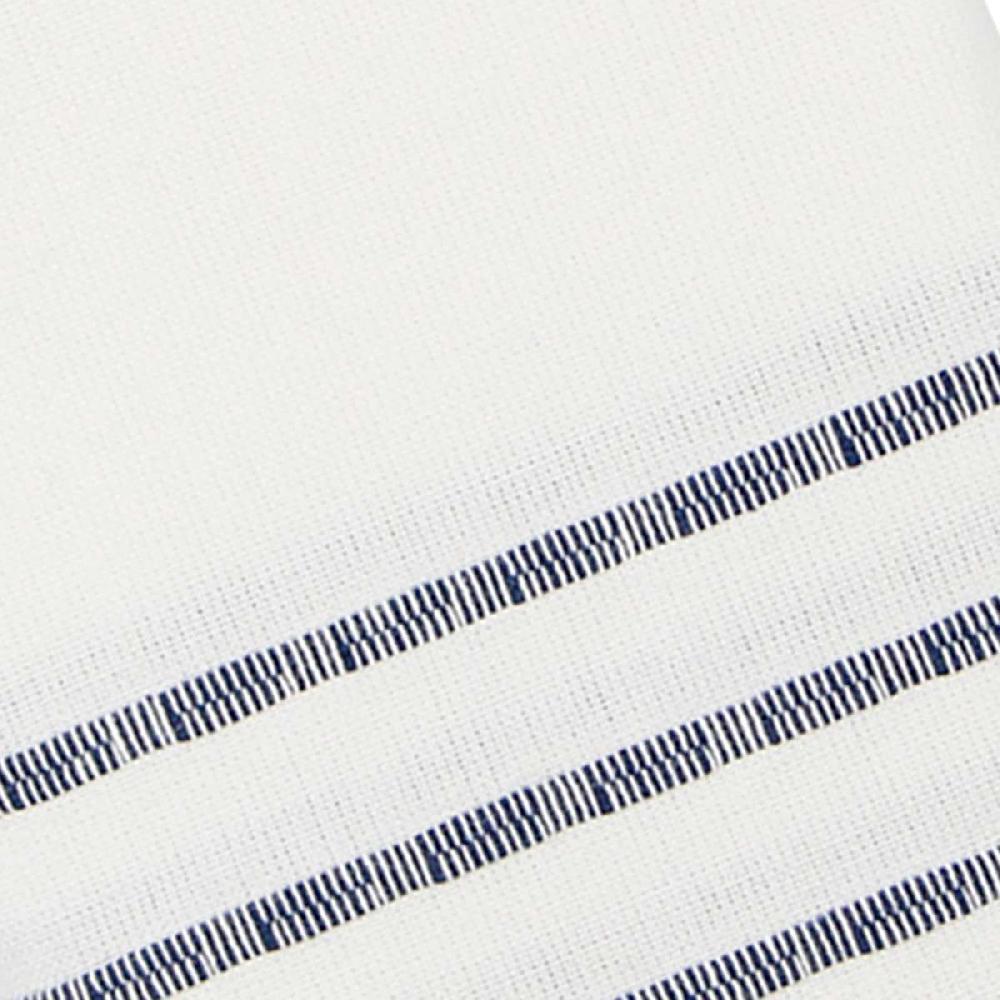 At Home Set Of 4 White Ribbed Napkins With Blue Insert Stripes 18"