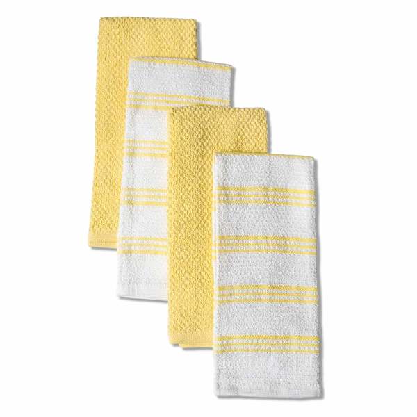 at home Set of 4 Yellow Rockridge Terry Cotton Kitchen Towels