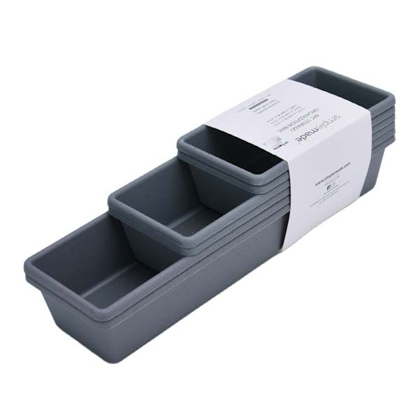 at home Set of 6 Non-Slip Drawer Organizer Bins Grey