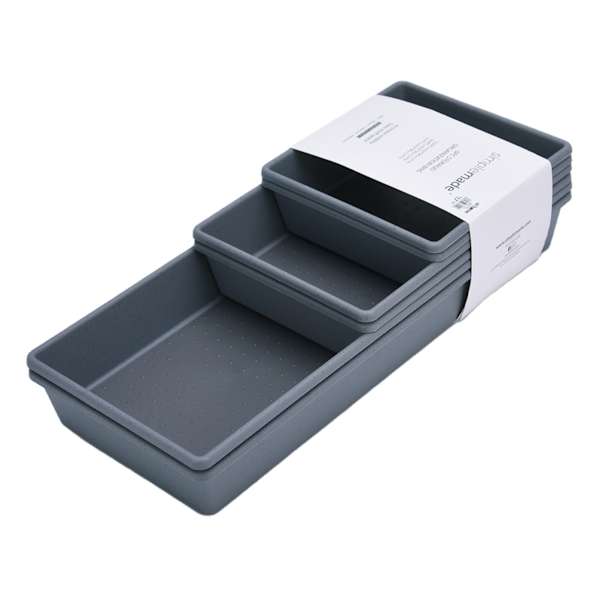 at home Set of 6 Non-Slip Drawer Organizer Bins Grey