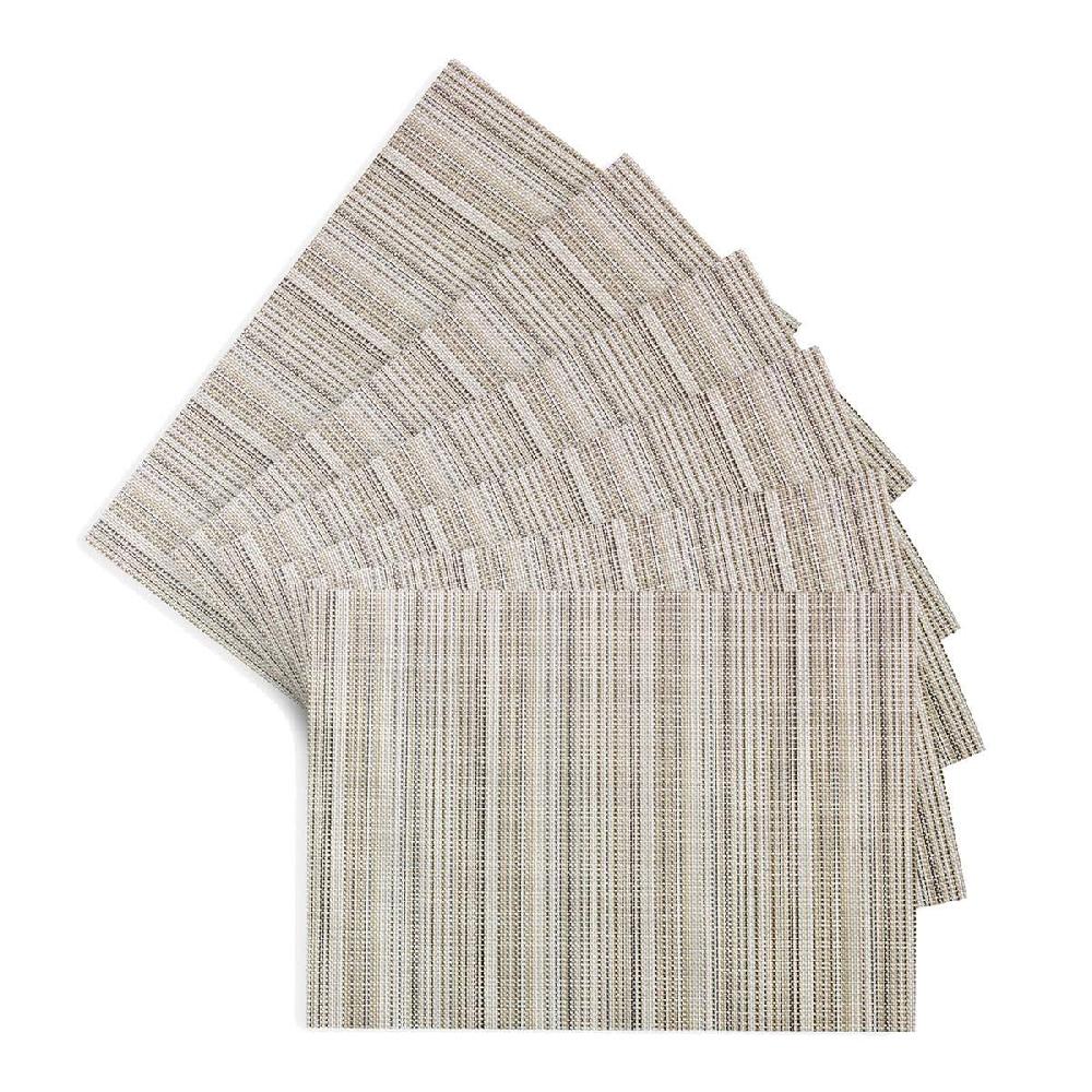 At Home Set Of 6 Sandford Ivory Woven Vinyl Placemats 18x13