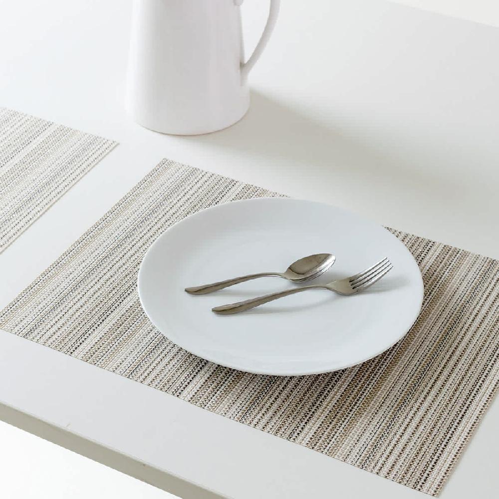 At Home Set Of 6 Sandford Ivory Woven Vinyl Placemats 18x13