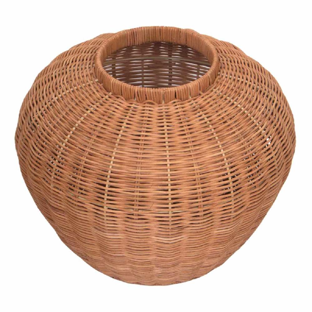At Home Short Natural Rattan Decorative Vase 13.6x10.8