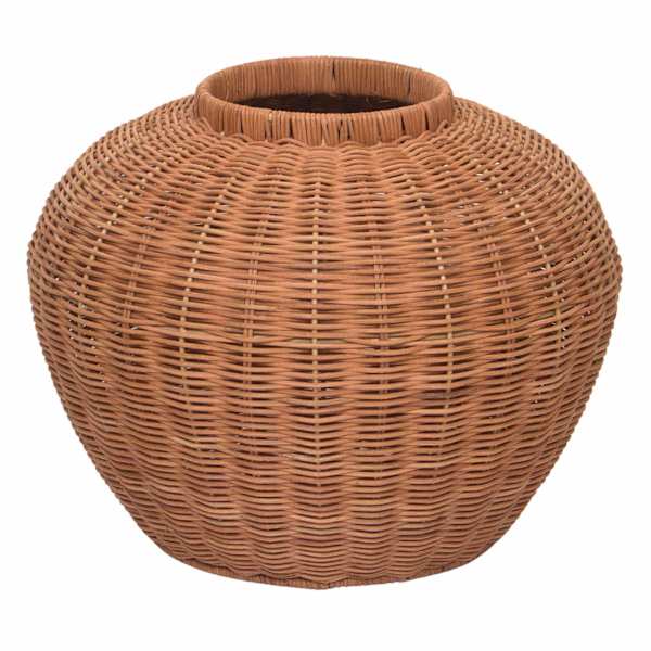 at home Short Natural Rattan Decorative Vase 13.6x10.8