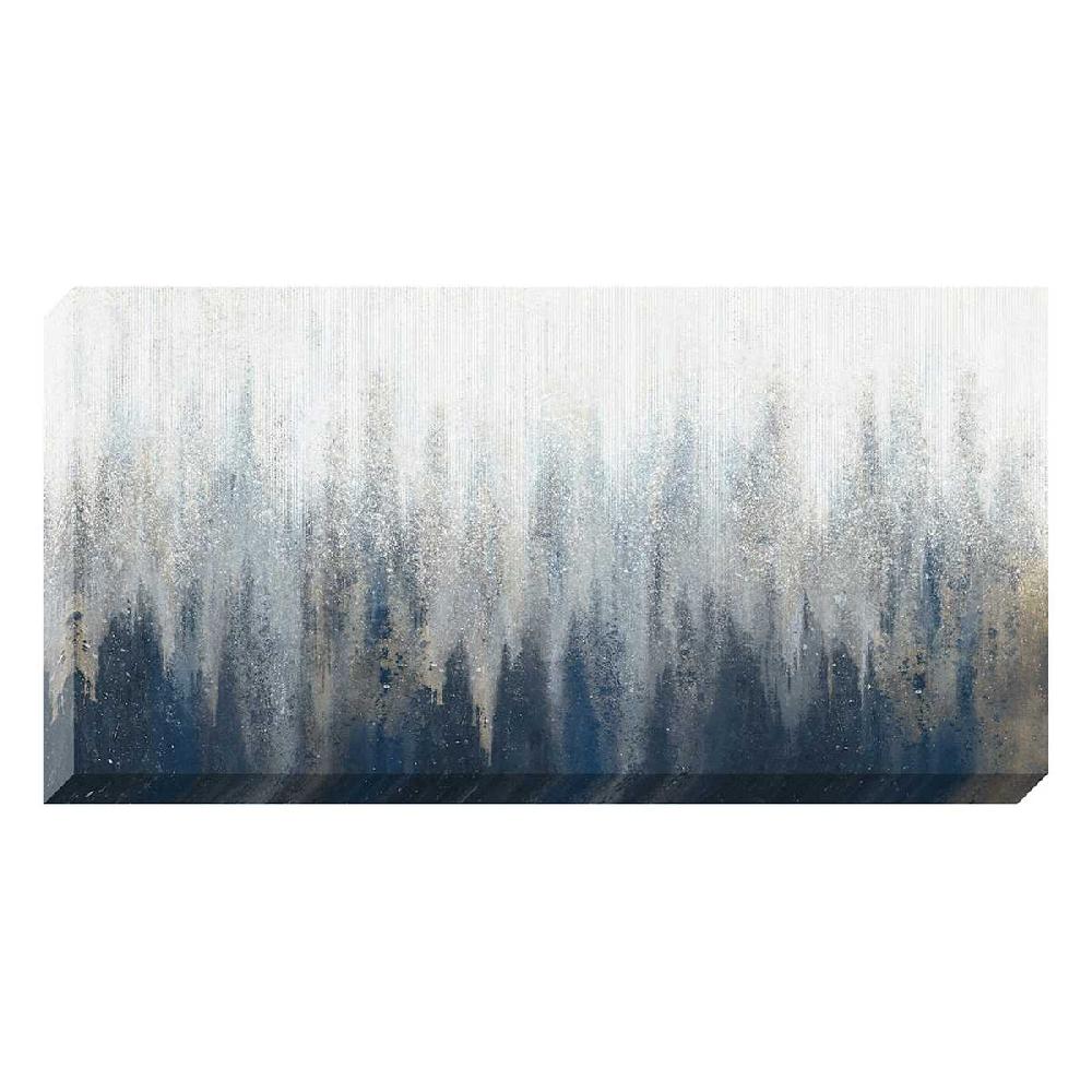 At Home Silver Beats Textured Canvas Wall Art 56x28