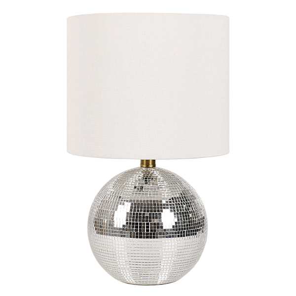 at home Silver Glass Disco Ball Lamp with Shade 17.5"