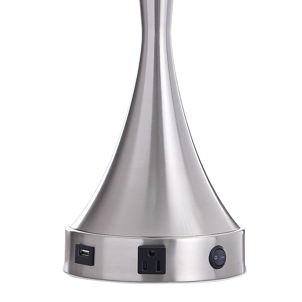 At Home Silver Hourglass Metal Large Table Lamp Base With USB Port 24"