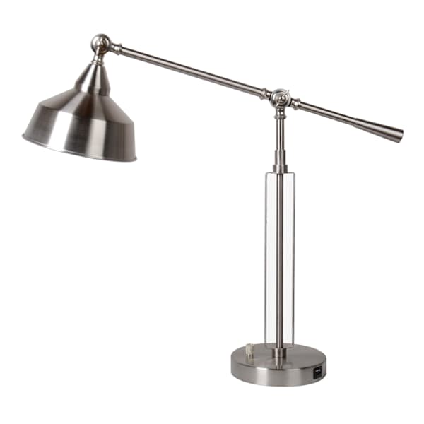 at home Silver Metal Adjustable Desk Lamp with USB 25"