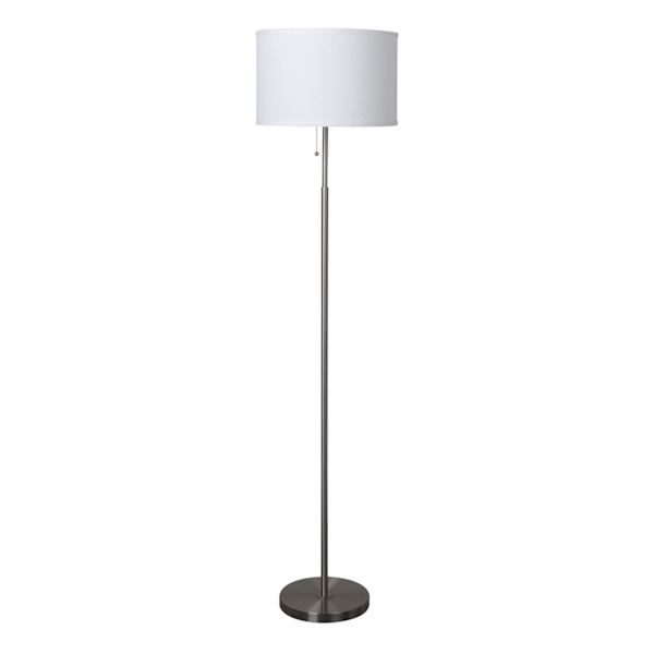 at home Silver Stick Floor Lamp with White Fabric Drum Shade 62"