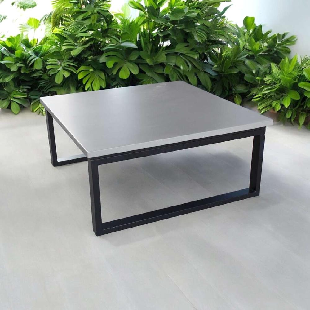 At Home Soho Black Metal With Cement Top Patio Coffee Table