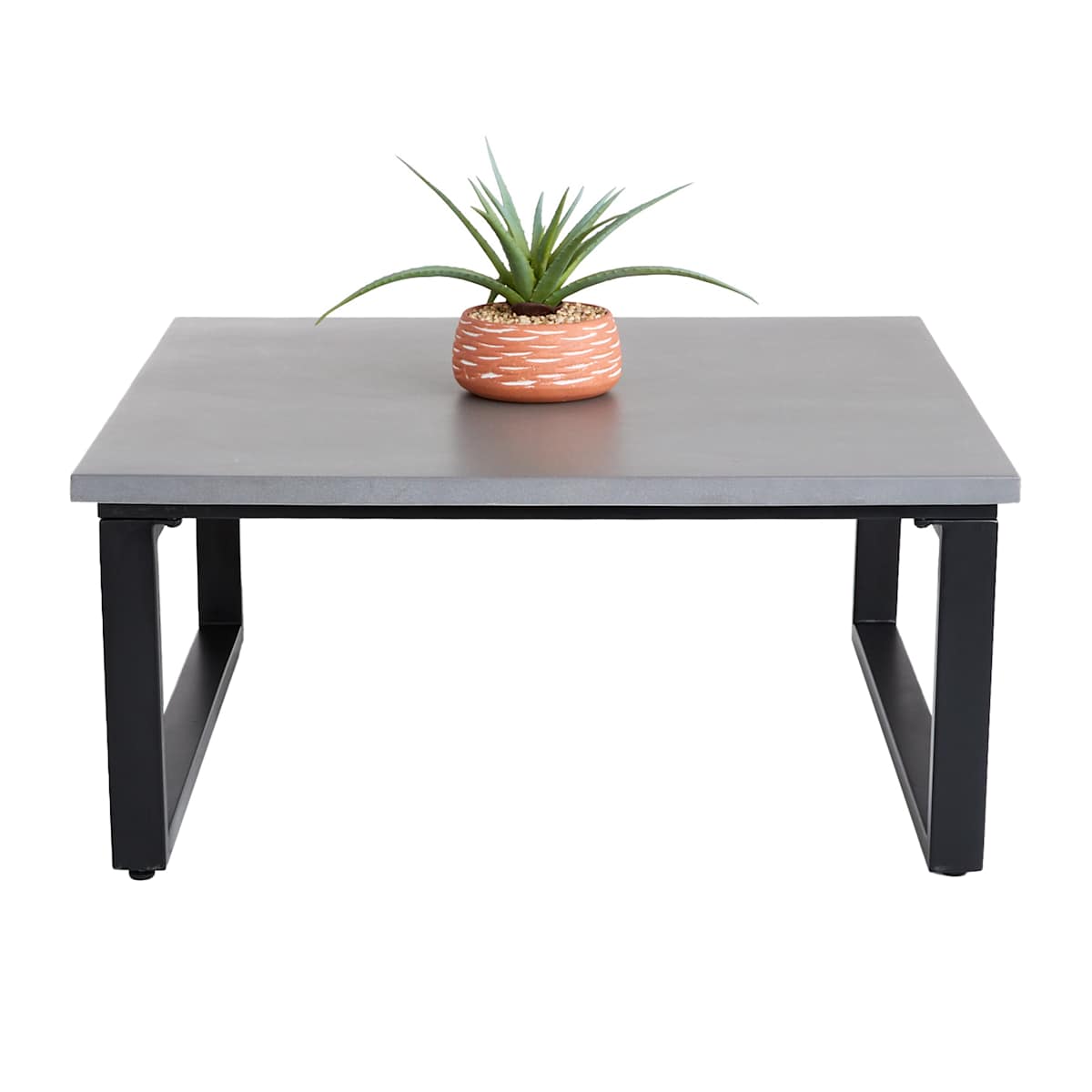 At Home Soho Black Metal With Cement Top Patio Coffee Table