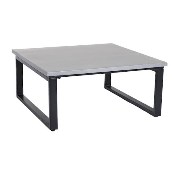 at home Soho Black Metal with Cement Top Patio Coffee Table