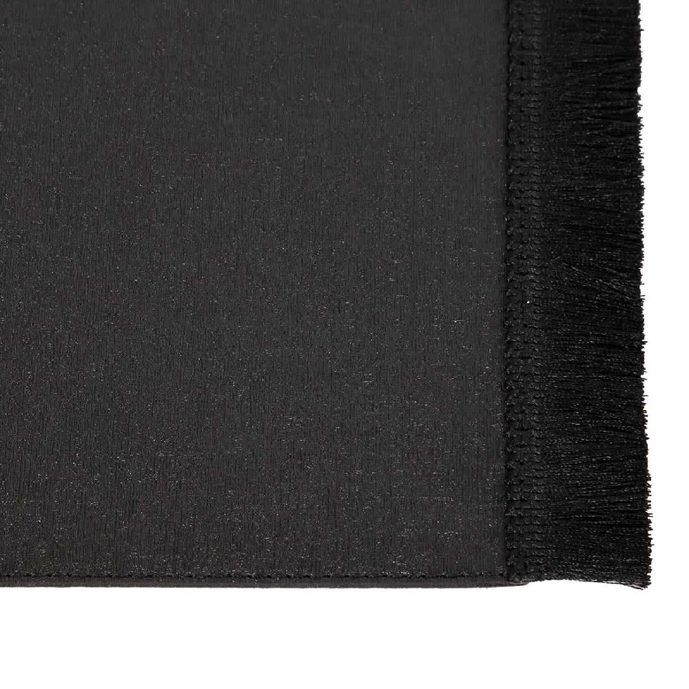 At Home Solid Black Faux Leather Rectangle Placemat With Fringe 13x17