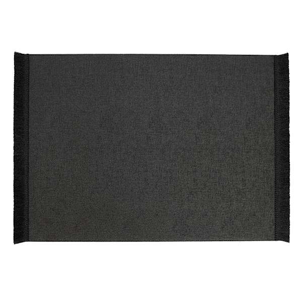 at home Solid Black Faux Leather Rectangle Placemat with Fringe 13x17