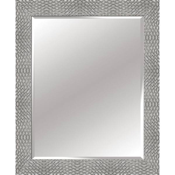 at home Solid Wood Waves Silver Rectangle Wall Mirror 36x46