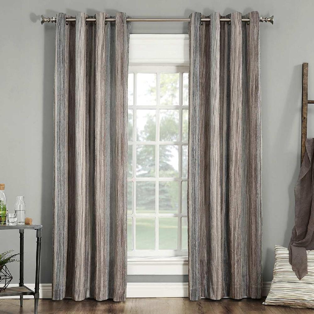 At Home Stone Striped Room Darkening Grommet Curtain Panel 84"