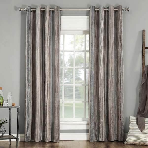 at home Stone Striped Room Darkening Grommet Curtain Panel 84"