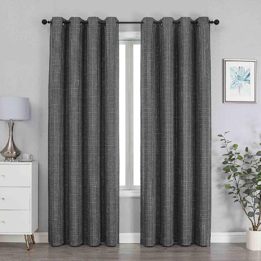 At Home Sun Shield Charcoal Blackout Grommet Curtain Panel 95"