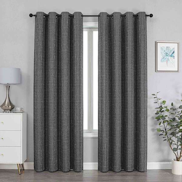 at home Sun Shield Charcoal Blackout Grommet Curtain Panel 95"