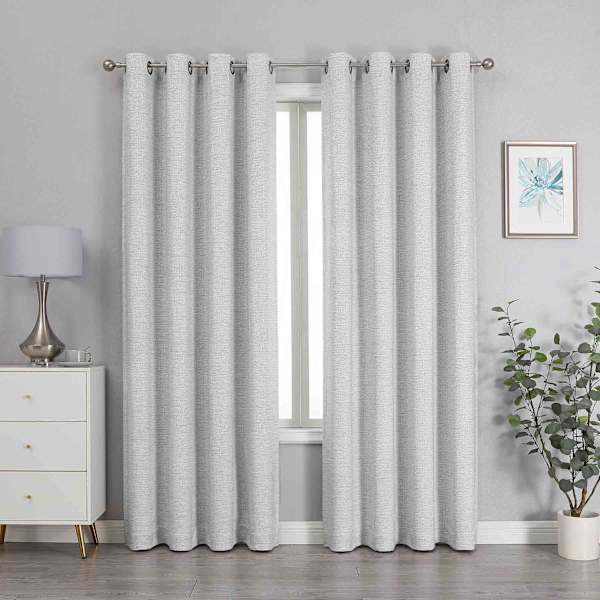 at home Sun Shield Grey Blackout Grommet Curtain Panel 95"