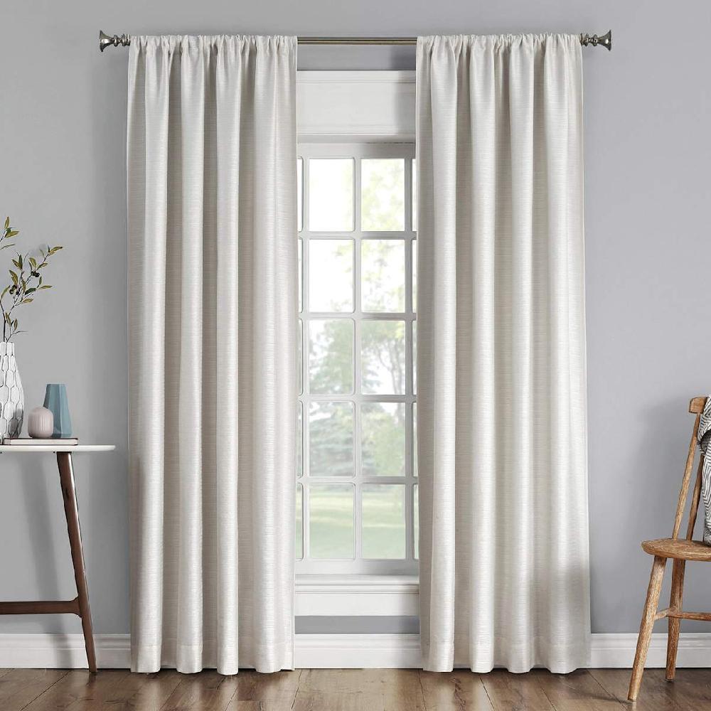 At Home Sun Zero Pearl Thermal Lined Rod Pocket Blackout Curtain Panel 63"