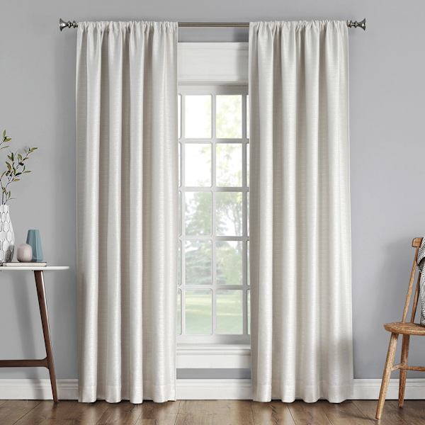 at home Sun Zero Pearl Thermal Lined Rod Pocket Blackout Curtain Panel 63"