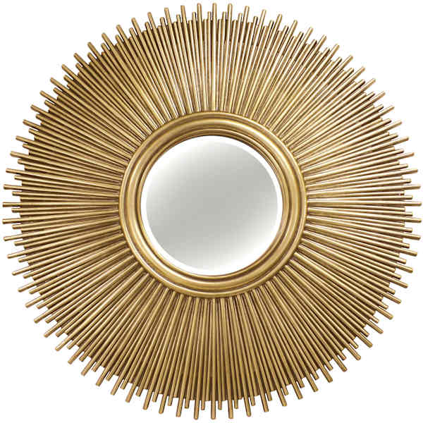 at home Sunburst Polyurethane Soft Gold Round Wall Mirror 49"