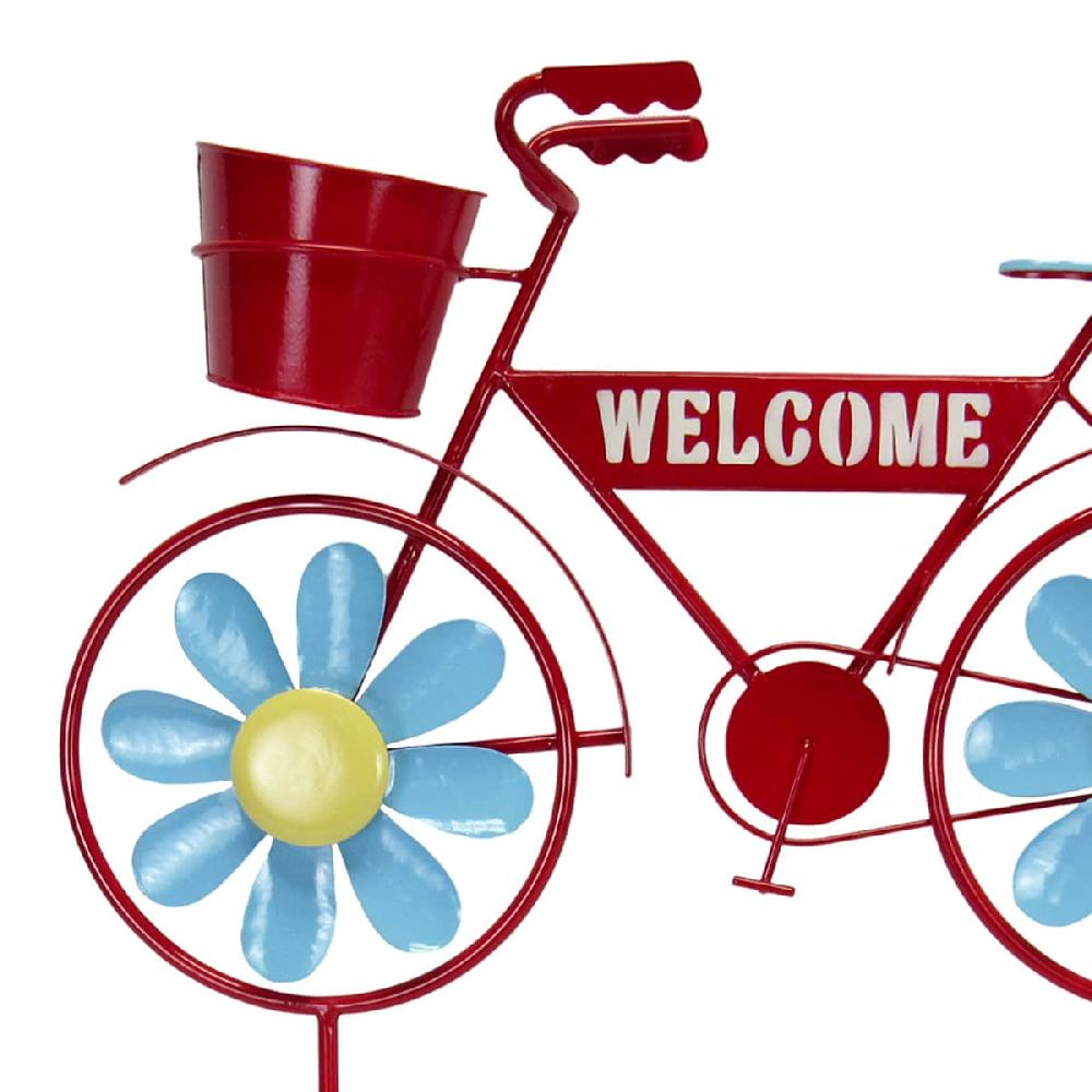 At Home Sunny Club Red Metal Bicycle Planter Stake 28"