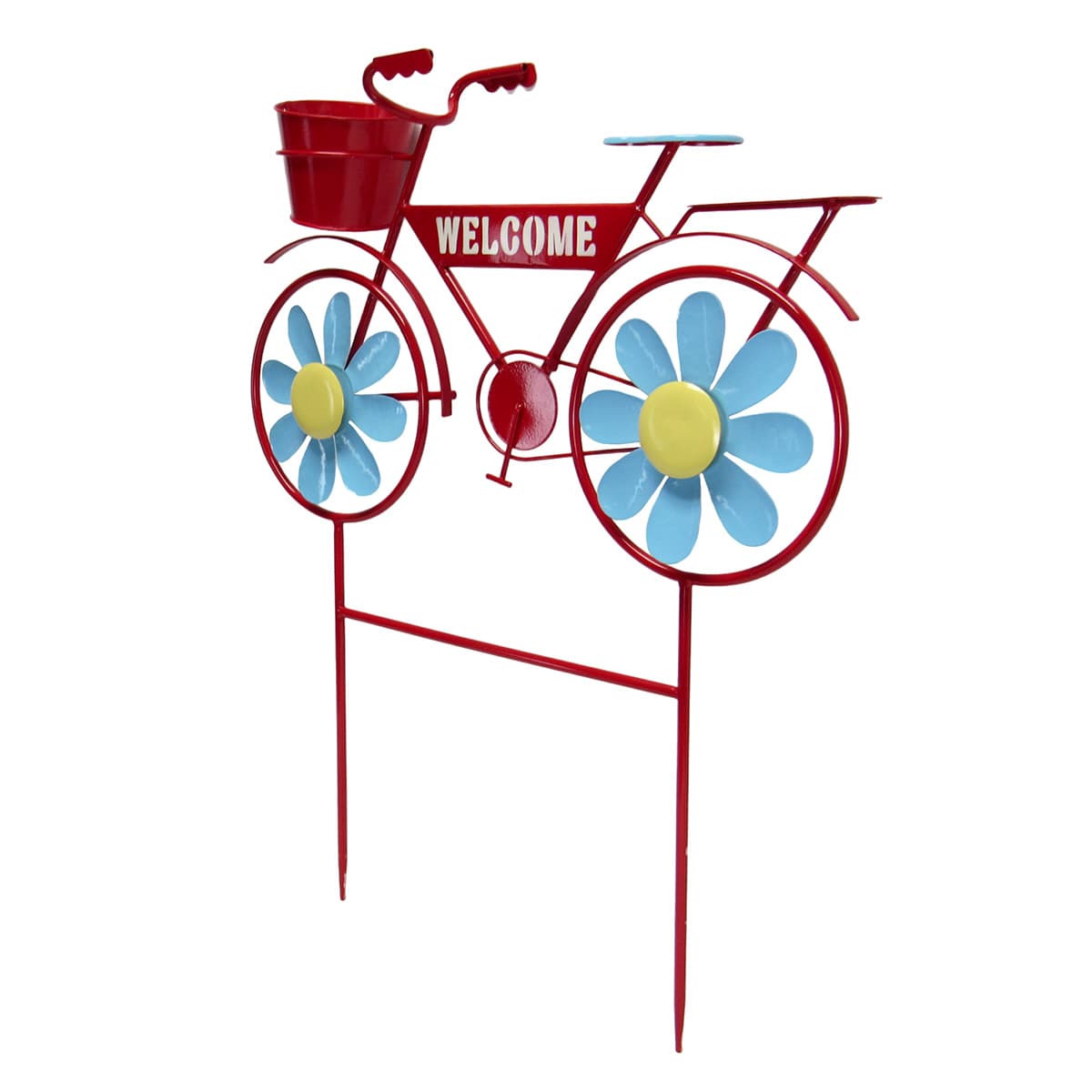 At Home Sunny Club Red Metal Bicycle Planter Stake 28"