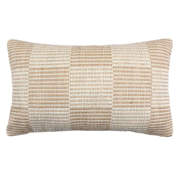 at home Tan Checkered Lumbar Outdoor Throw Pillow 14x24