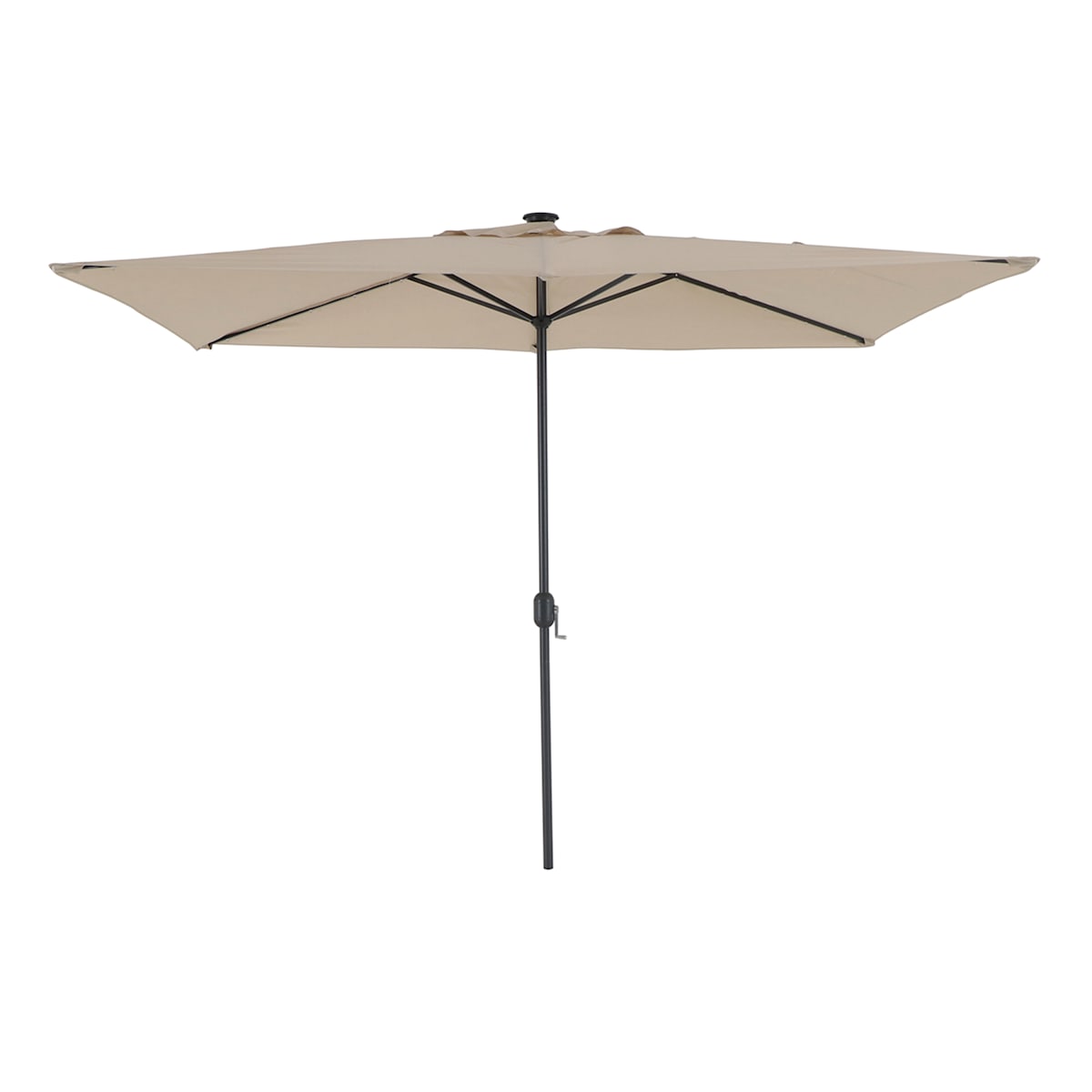 At Home Tan Rectangle LED Crank Patio Umbrella 6.5x10'