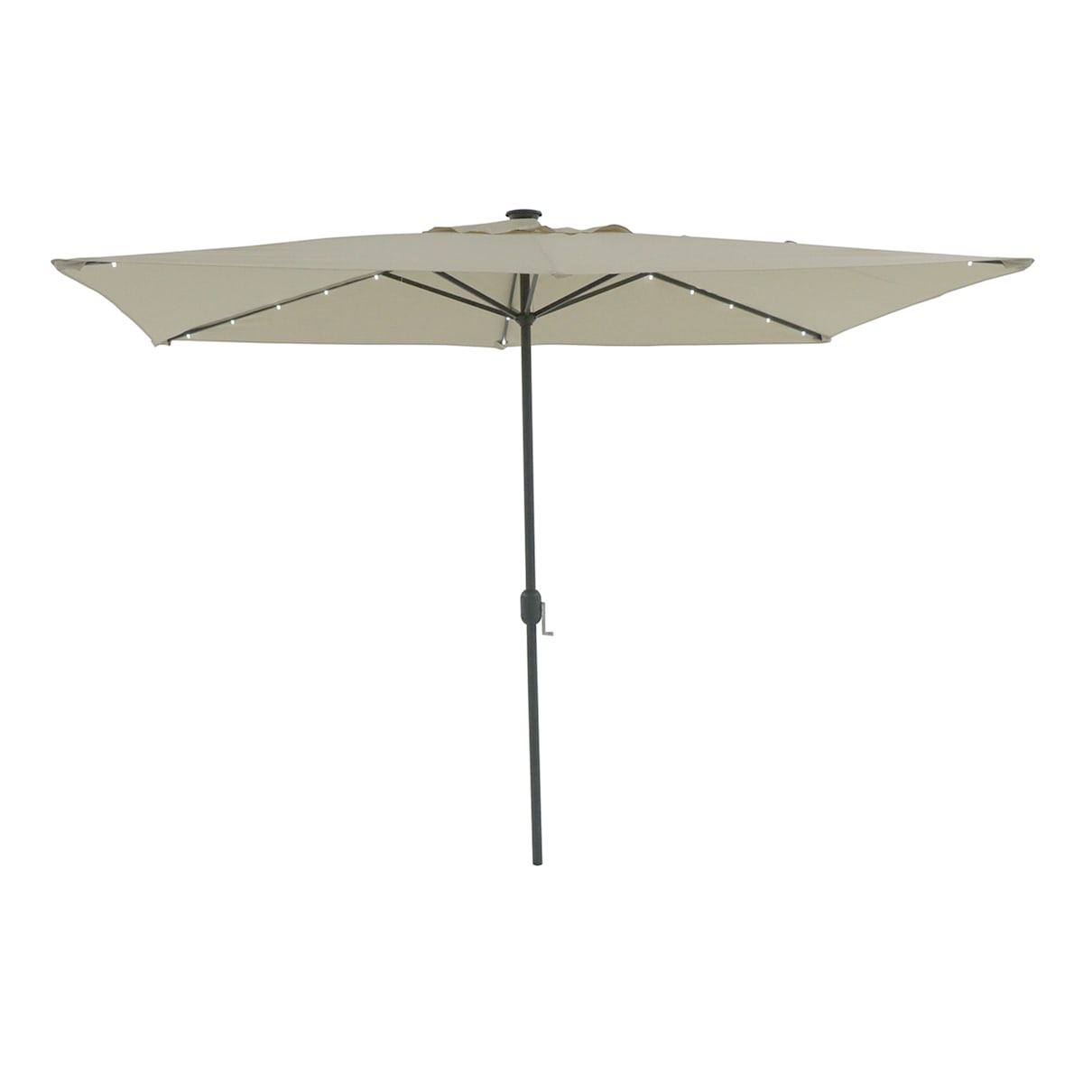 At Home Tan Rectangle LED Crank Patio Umbrella 6.5x10'