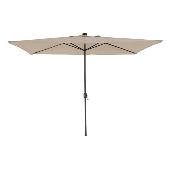 at home Tan Rectangle LED Crank Patio Umbrella 6.5x10'