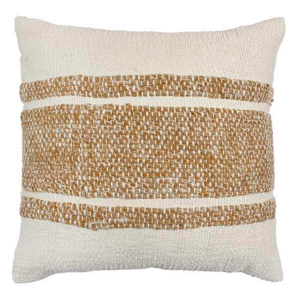 at home Tan & White Block Stripe Square Outdoor Throw Pillow 18"
