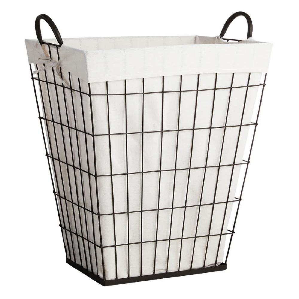 At Home Tapered Metal Wire Laundry Hamper With Removable Liner Brown