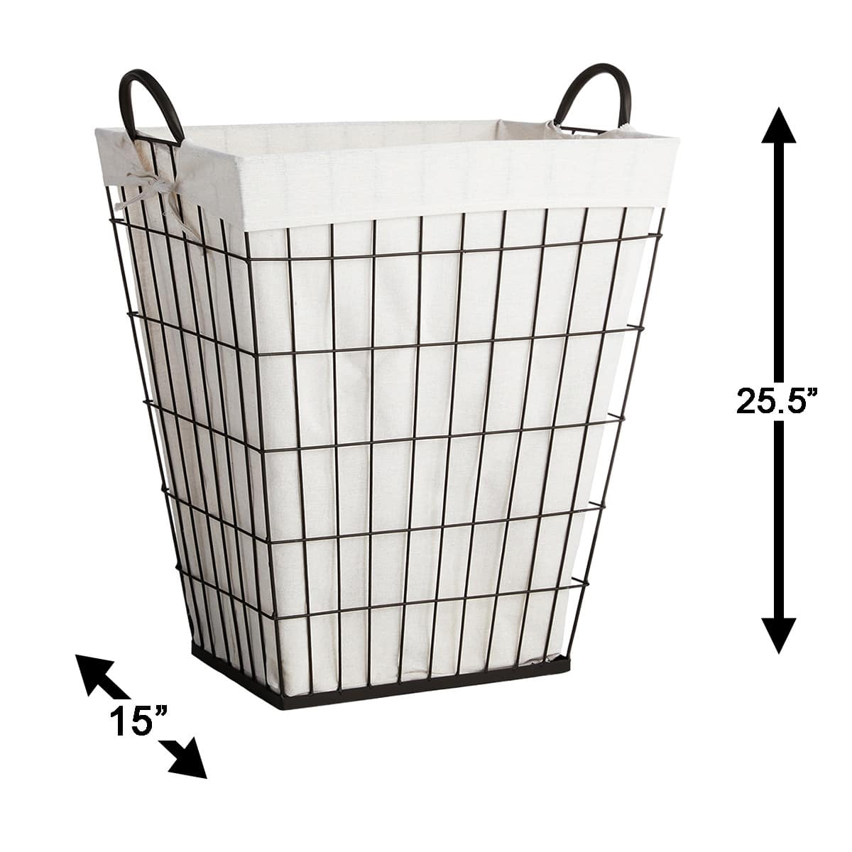At Home Tapered Metal Wire Laundry Hamper With Removable Liner Brown