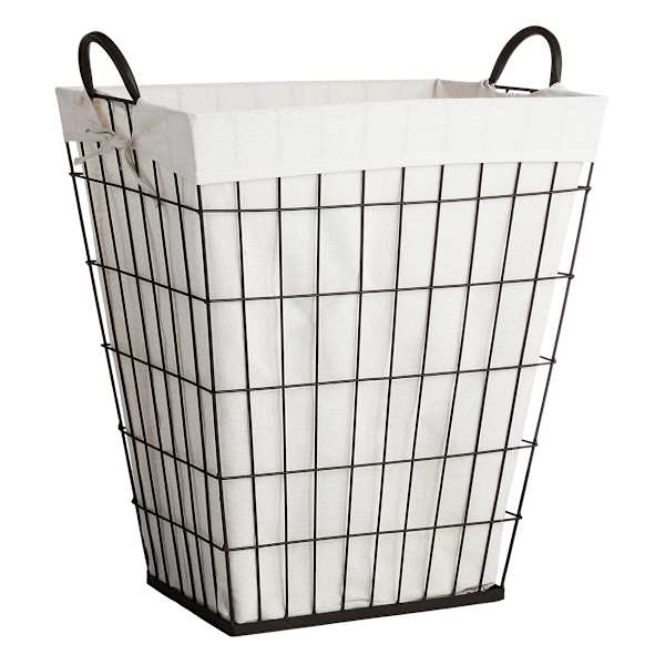 at home Tapered Metal Wire Laundry Hamper with Removable Liner Brown