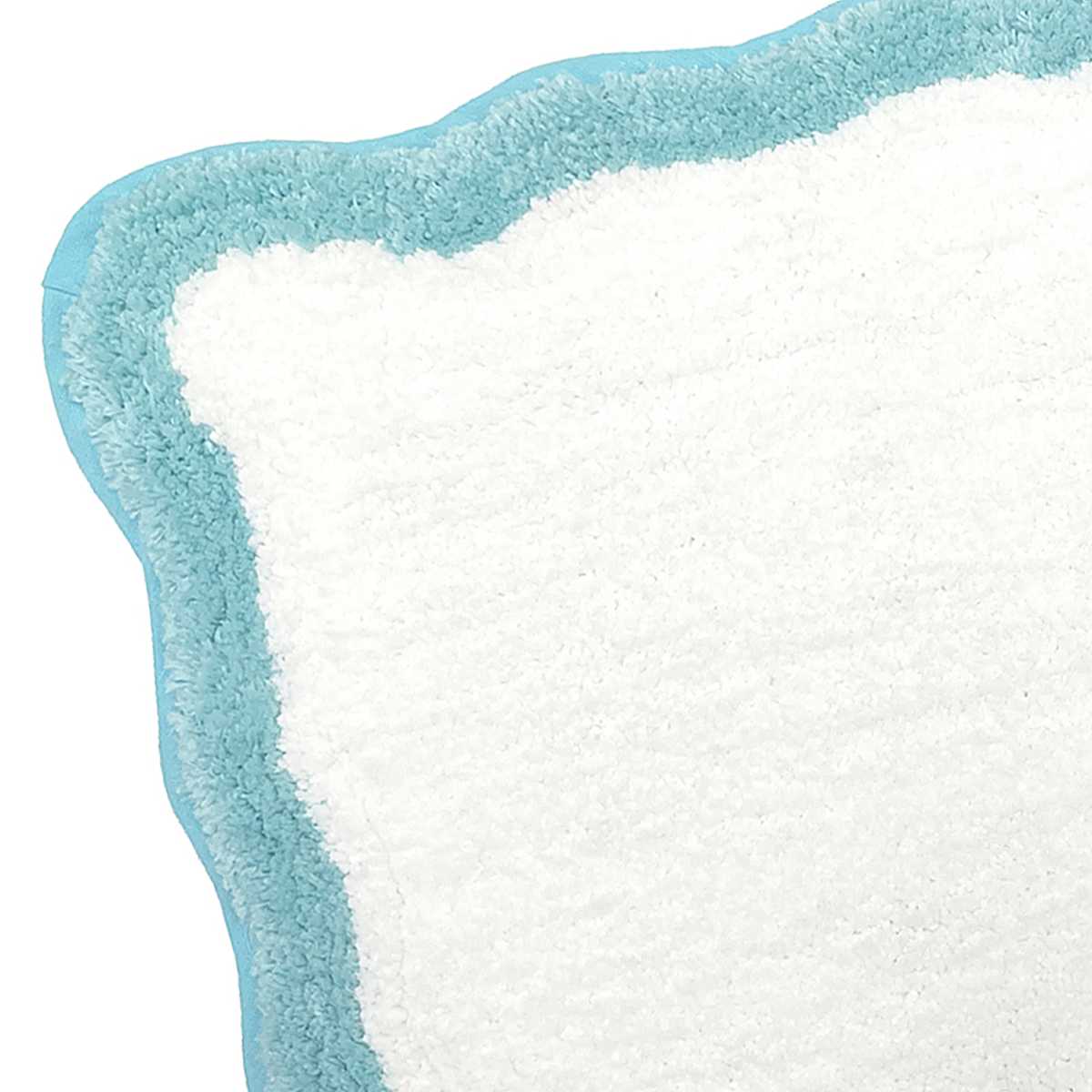 At Home Tiny Dreamers Aqua Scalloped Border Bath Rug 17x24