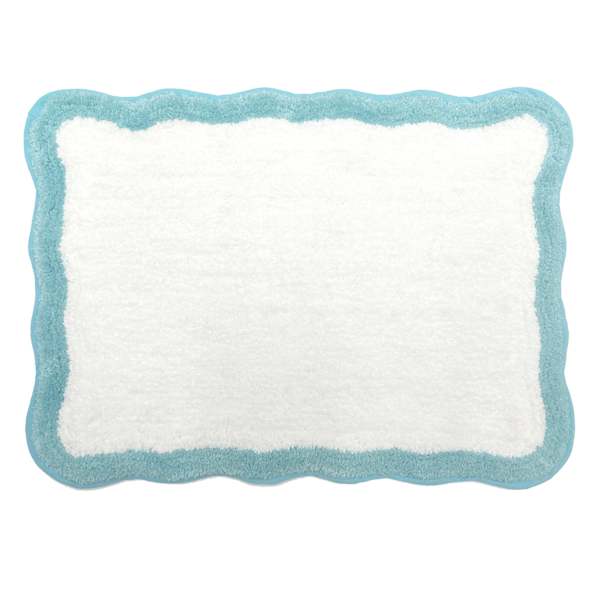 at home Tiny Dreamers Aqua Scalloped Border Bath Rug 17x24