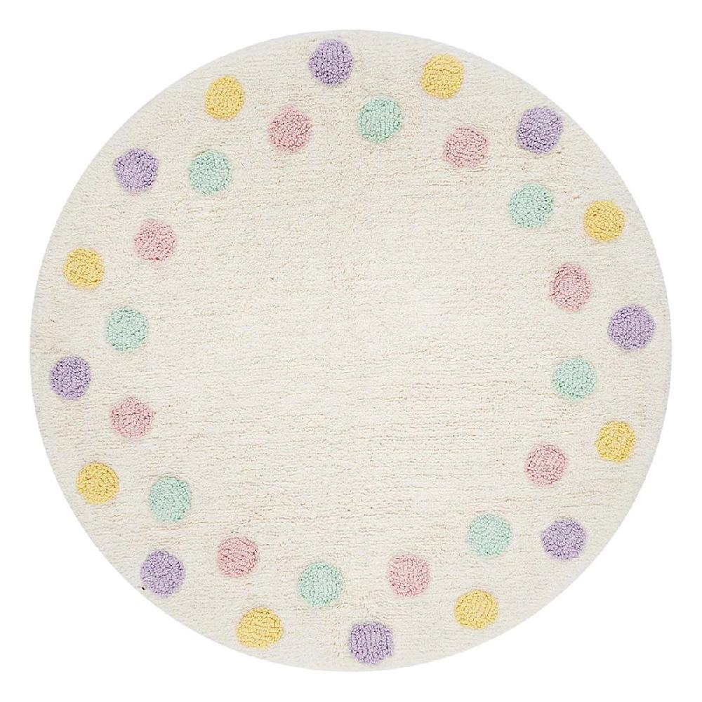 At Home Tiny Dreamers Multicolor Polka Dot Washable Tufted Accent Rug 3'
