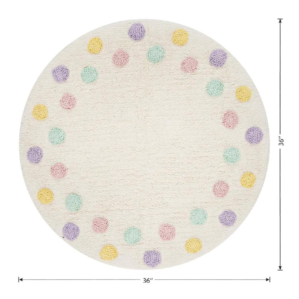 At Home Tiny Dreamers Multicolor Polka Dot Washable Tufted Accent Rug 3'