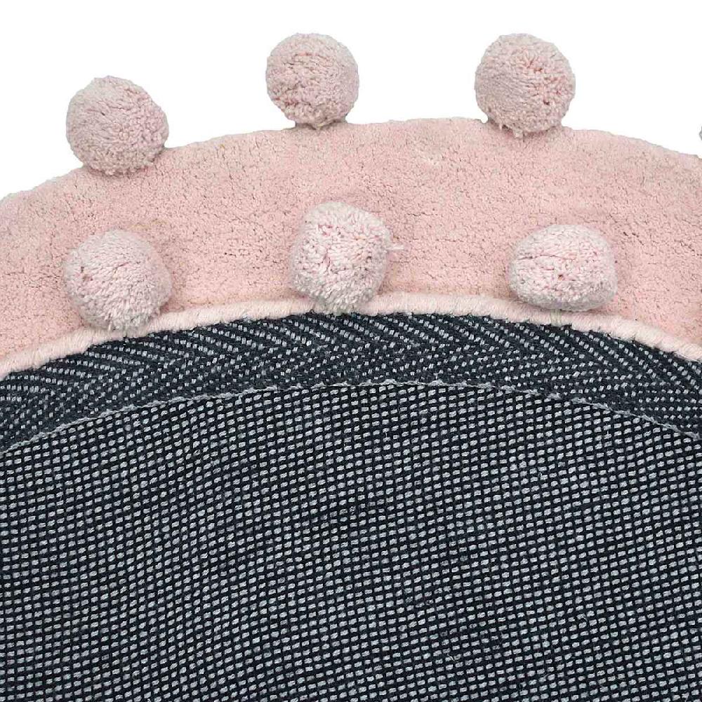At Home Tiny Dreamers Pink Round Pom-Pom Accent Rug 3'