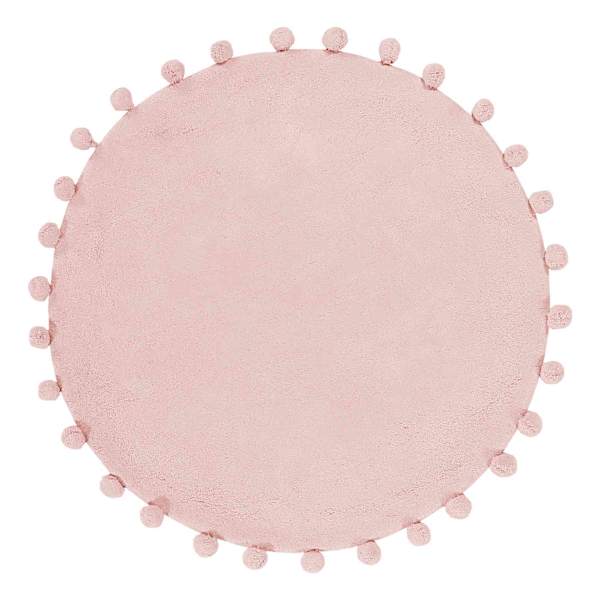 at home Tiny Dreamers Pink Round Pom-Pom Accent Rug 3'