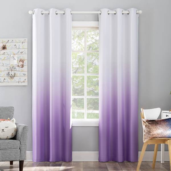 at home Tiny Dreamers Purple Ombre Blackout Grommet Curtain Panel 84"