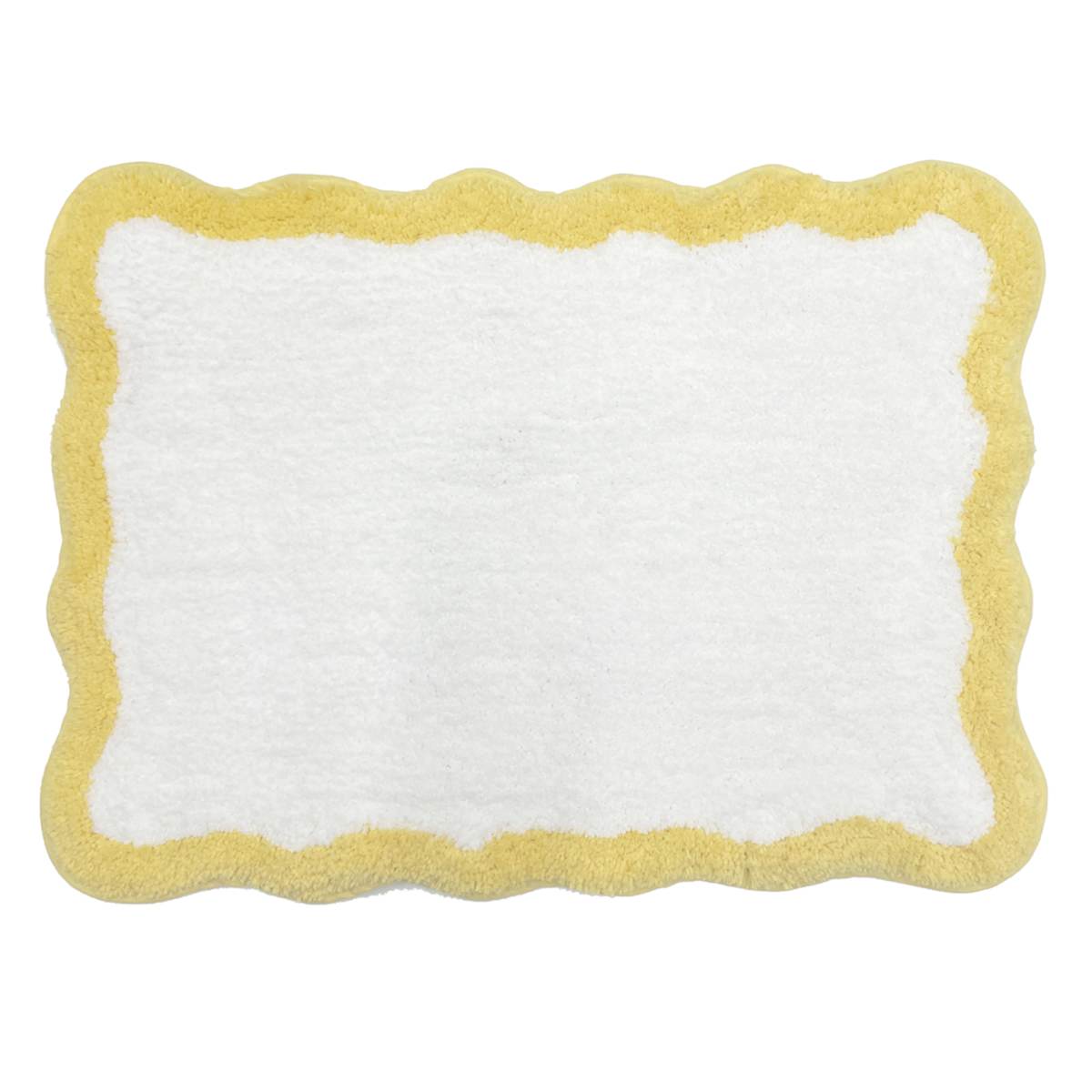 At Home Tiny Dreamers Yellow Scalloped Border Bath Rug 17x24