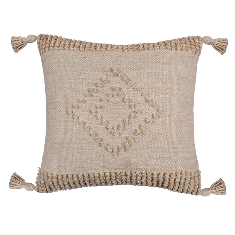 At Home Tracey Boyd Tan Chunky Diamond Outdoor Throw Pillow With Tassels 18"