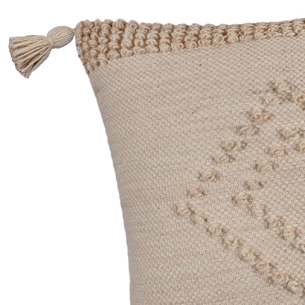 At Home Tracey Boyd Tan Chunky Diamond Outdoor Throw Pillow With Tassels 18"