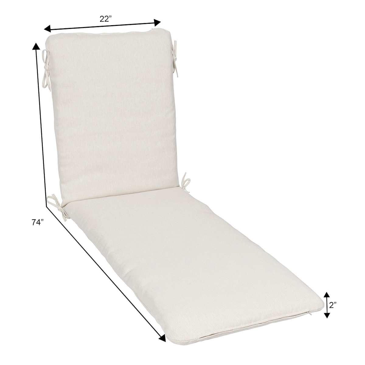 At Home Tristan Heather White Premium Outdoor Chaise Lounge Cushion